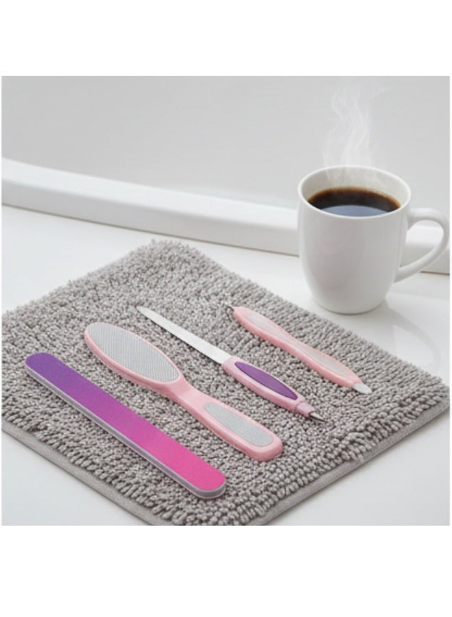 مجموعة متعددة الاستخدامات للعناية بالأظافر والقدمين مكونة من 4 قطع - مبرد للقدمين لعلاج تشققات الكعبين، مبرد للأظافر، مزيل للجلد الميت، وملمع - Image 3